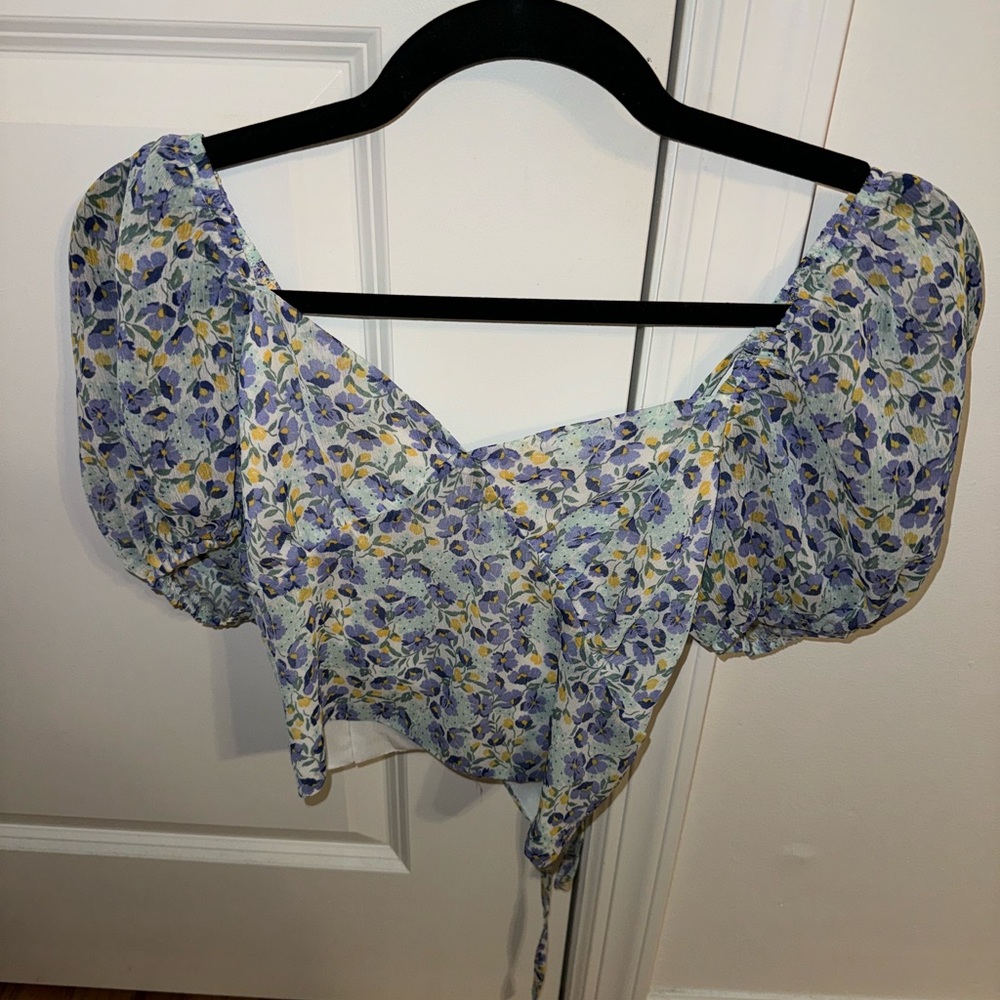 Light blue crop top with tied back
